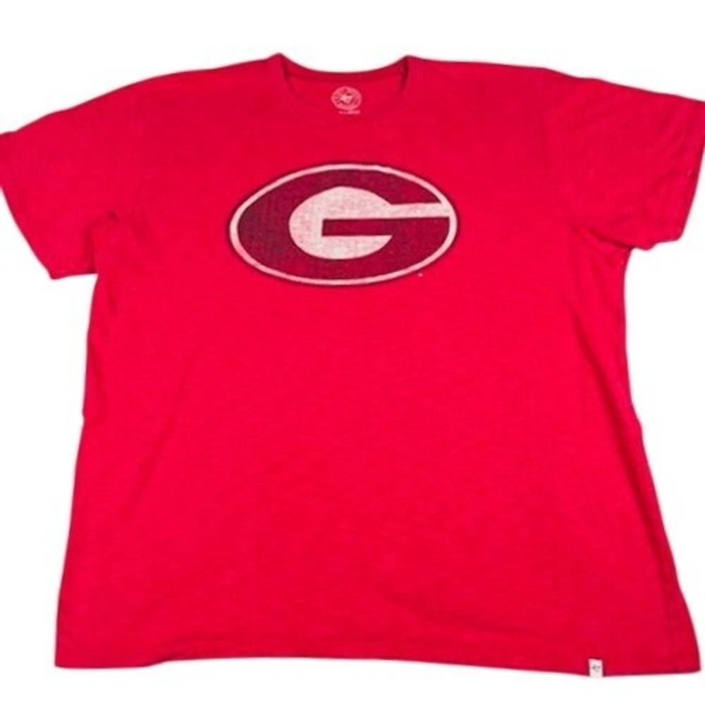 Georgia Bulldogs Men's XL '47 Brand T-Shirt‎ Red Slub Knit Distressed Logo NCAA